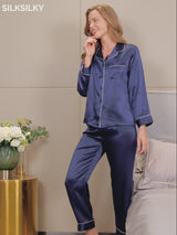SilkSilky-FR Manches longues Col Cranté Femme Pyjamas video 001
