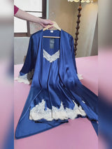 SilkSilky-FR 3/4 Sleeve V Neck Peignoir&Robe de Chambre video 001