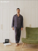 SilkSilky-FR 19Momme Manches longues Homme Pyjamas video 001