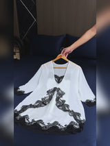SilkSilky-FR 3/4 Sleeve V Neck Peignoir&Robe de Chambre video 001