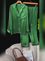 SilkSilky-FR Long Sleeve Lapel Collar Femme Pyjamas video 001