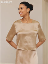 SilkSilky-FR Manches mi-longues Encolure Dégagée Femme T-Shirt video 001