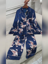 SilkSilky-FR Long Sleeve Lapel Collar Femme Pyjamas video 001