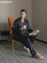 SilkSilky-FR Manches longues Col Cranté Homme Pyjamas video 001