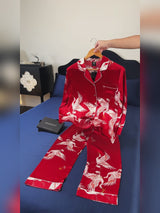 SilkSilky-FR Long Sleeve Lapel Collar Femme Pyjamas video 001