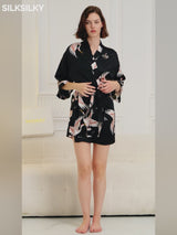 SilkSilky-FR 19Momme Trois-quart Femme Peignoir video 001