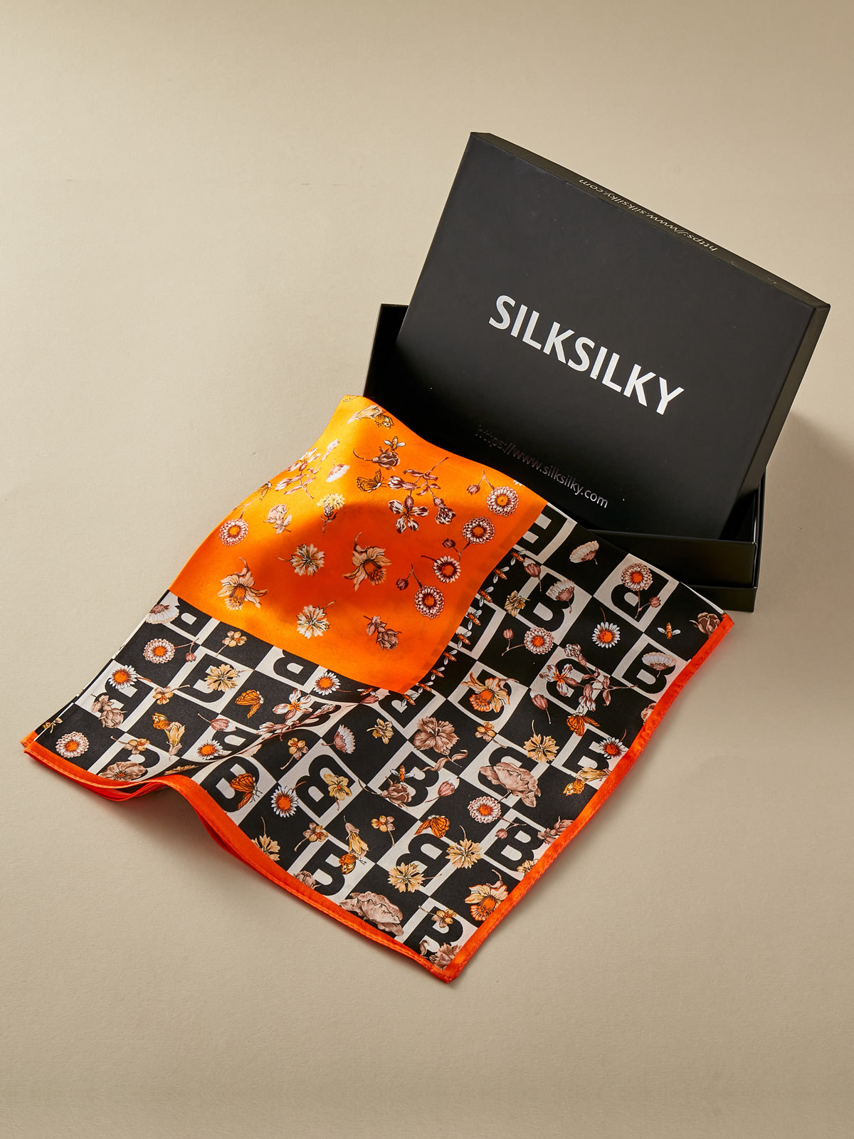 SilkSilky FR Pure Soie Scarf Orange 001