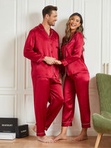 [Rouge Vineux] SilkSilky-FR Pure Soie Manches longues Couple 004