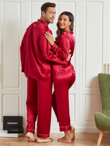 [Rouge Vineux] SilkSilky-FR Pure Soie Manches longues Couple 002