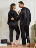 SilkSilky FR Pure Soie Manches longues Couple Noir 002