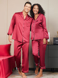 SilkSilky FR Pure Soie Manches longues Couple RougeVineux 005