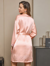 [Rose] SilkSilky-FR Pure Soie Sans manches Col en V Chemises de nuit 002