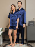 SilkSilky FR Pure Soie Manches longues Couple BleuFoncé 003