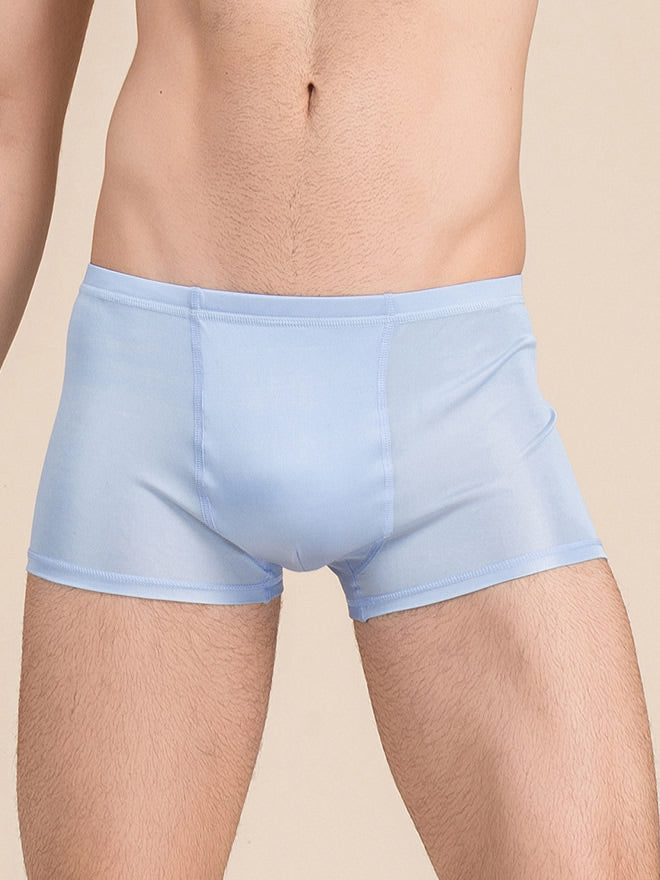 SilkSilky FR Soie Tricotée Mens Underwear BleuClair 001